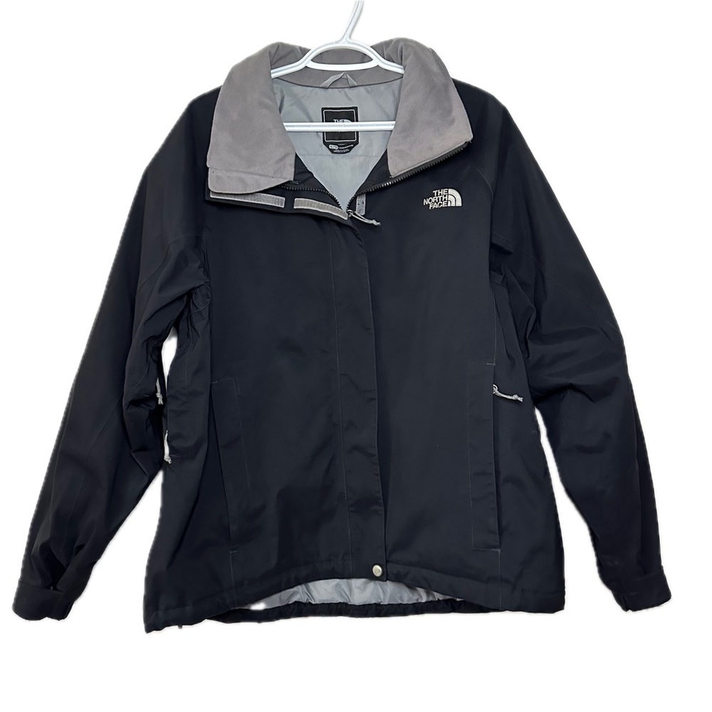 North Face Gorpcore Rain Wind Snow Proof Hooded Sz XL Black Hyvent Shell Jacket